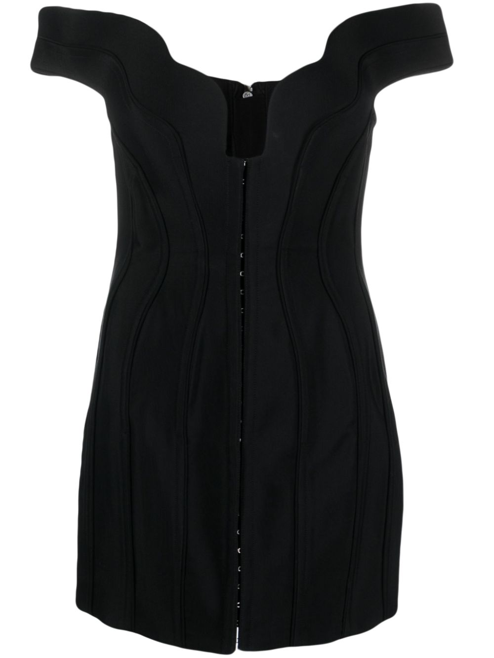 Wavy-detail corset minidress - Black