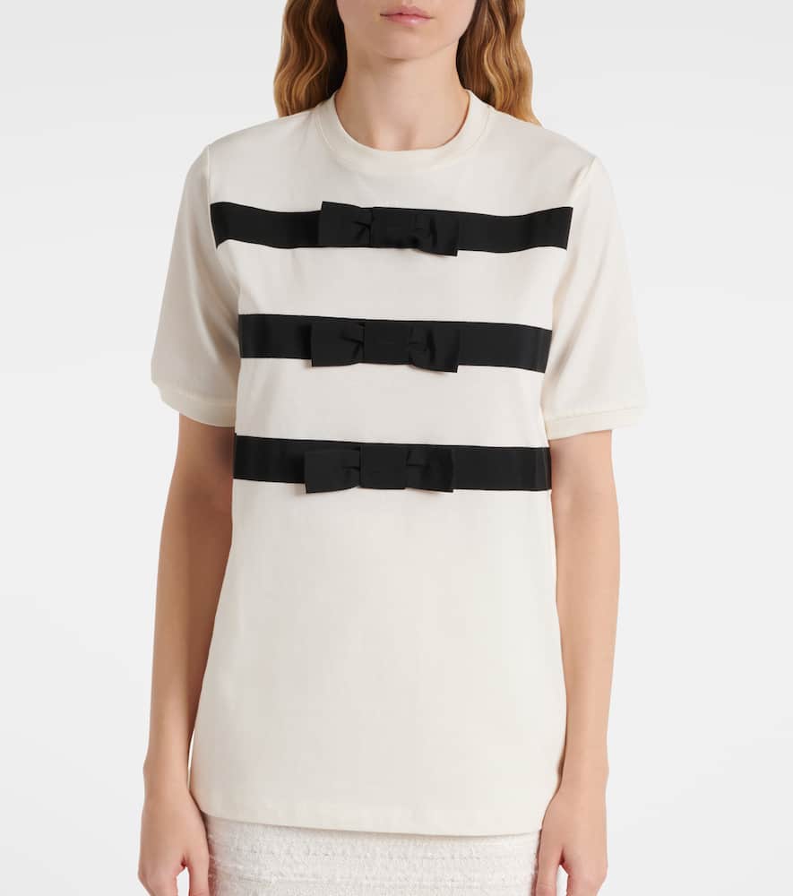 Bow-detail cotton jersey T-shirt