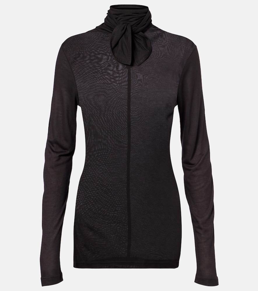 Tie-neck jersey top