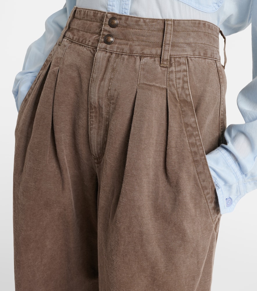 Nadine cotton and linen wide-leg pants