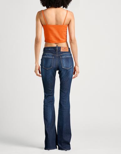 Woman Jeans Blue Size 0 Cotton, Elastane, Calfskin