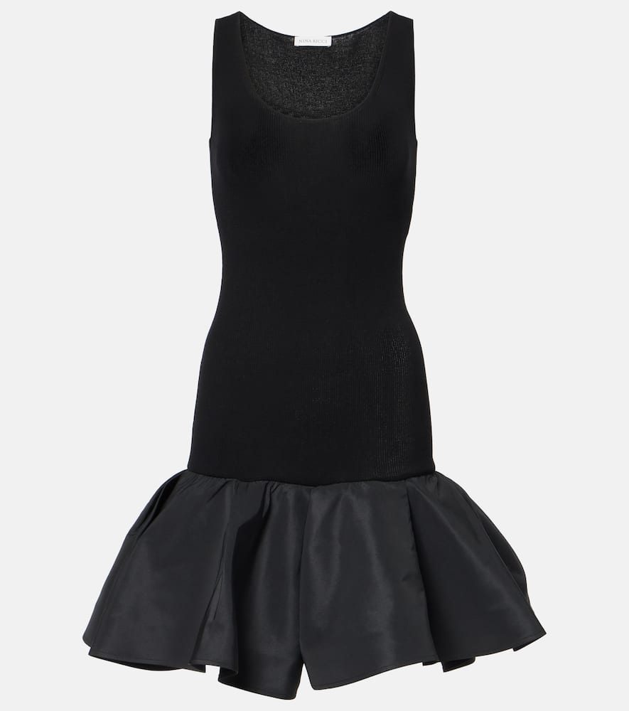 Peplum cotton-blend midi dress