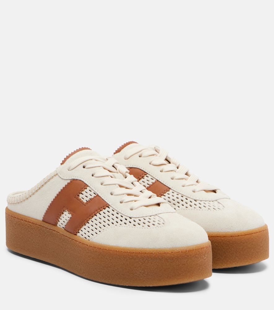 H698 suede platform mules