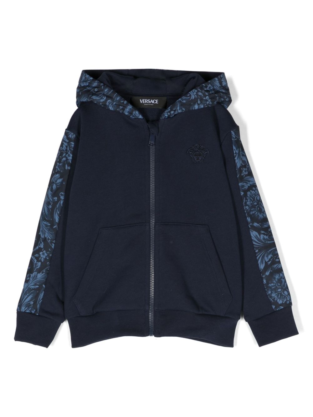 Medusa Head-embroidered zip-up hoodie - Blue