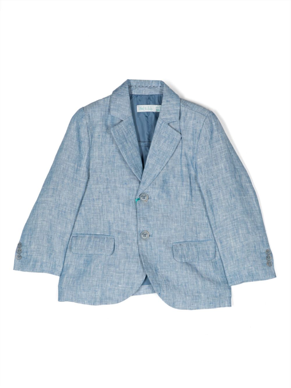 Single-breasted linen blazer - Blue