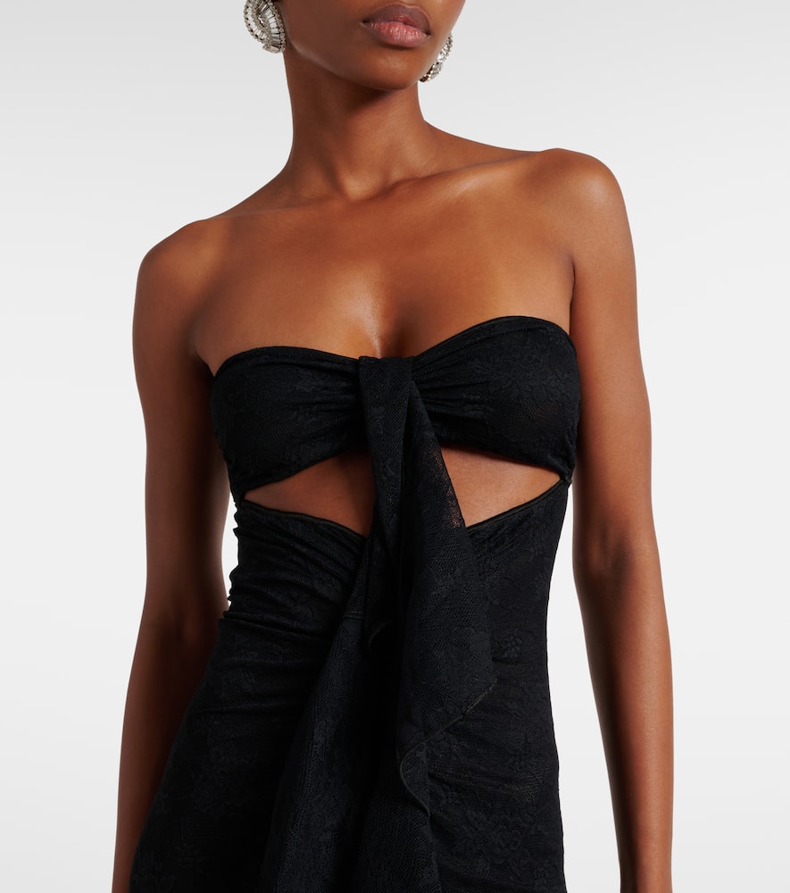 Oséree Ruffled cutout lace catsuit