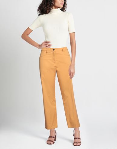 Momoní Woman Pants Mustard Size 6 Cotton, Elastane