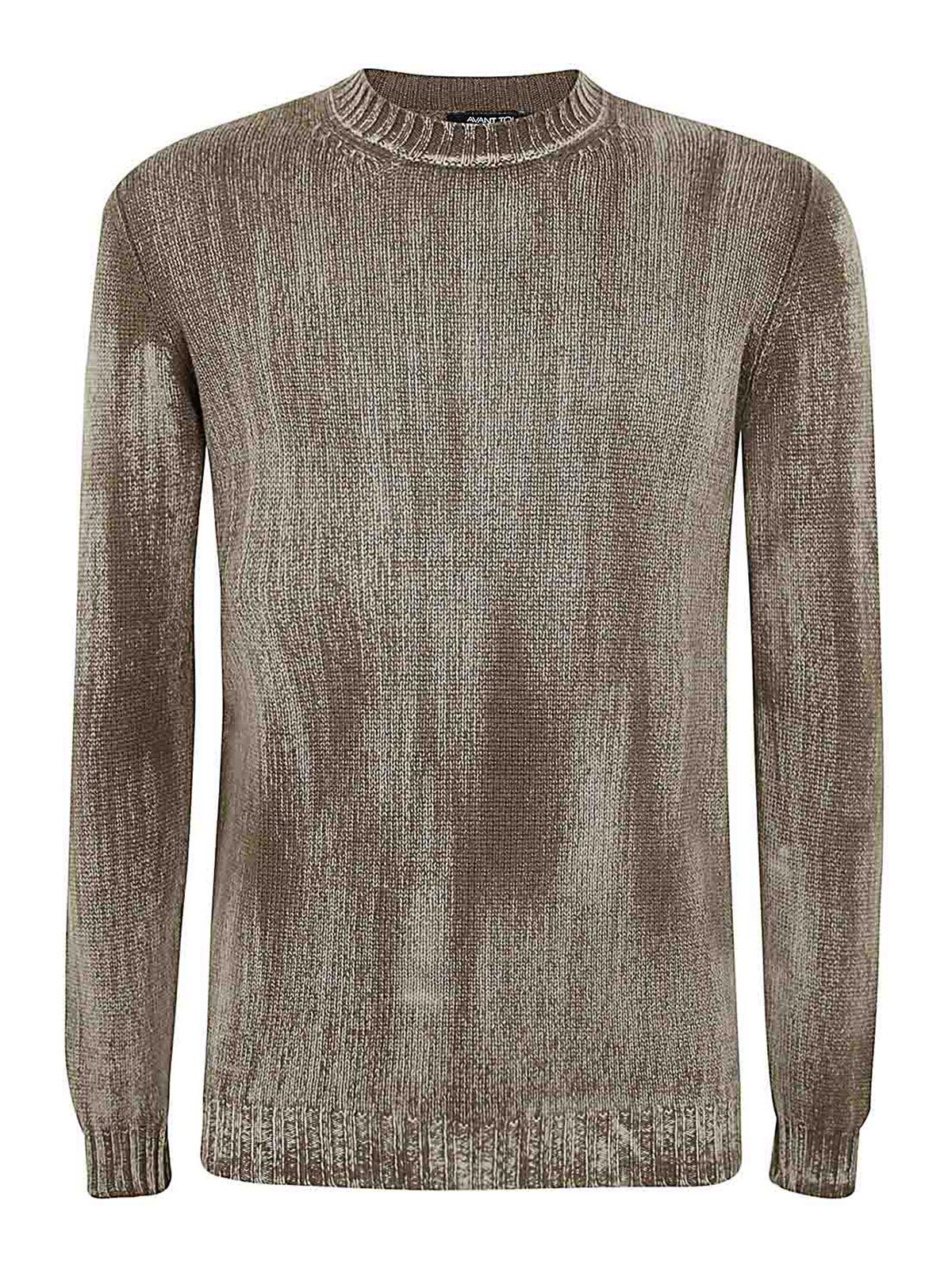 Tonal Effect Round Neck Off Gauge Pullover