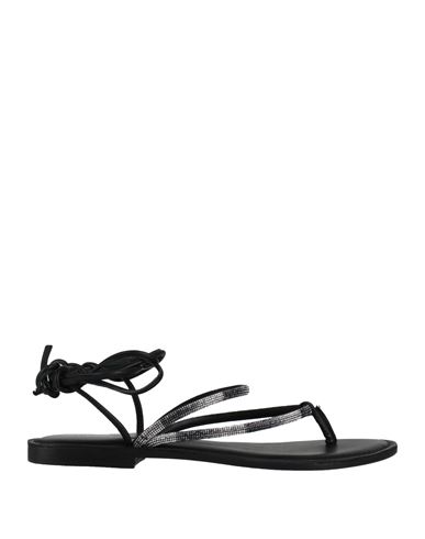 Woman Thong sandal Black Size 6 Leather