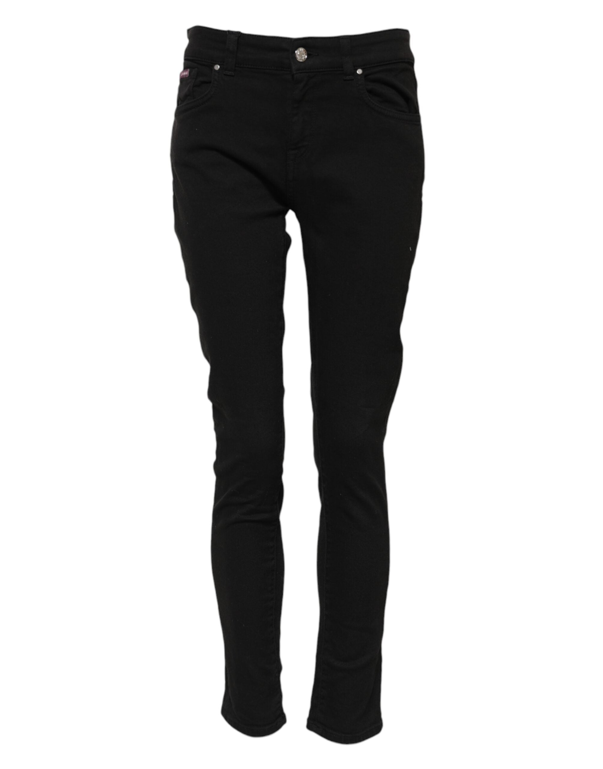 Skinny Mid-Waist Denim Jeans — Black