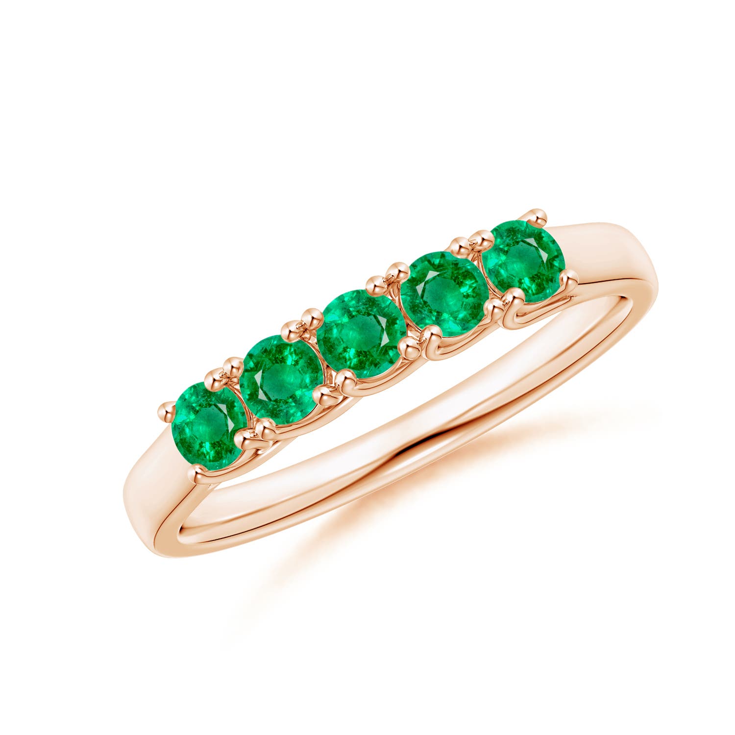 Angara 0.45 Carat Half Eternity Five Stone Emerald Wedding Band in 18K Rose Gold
