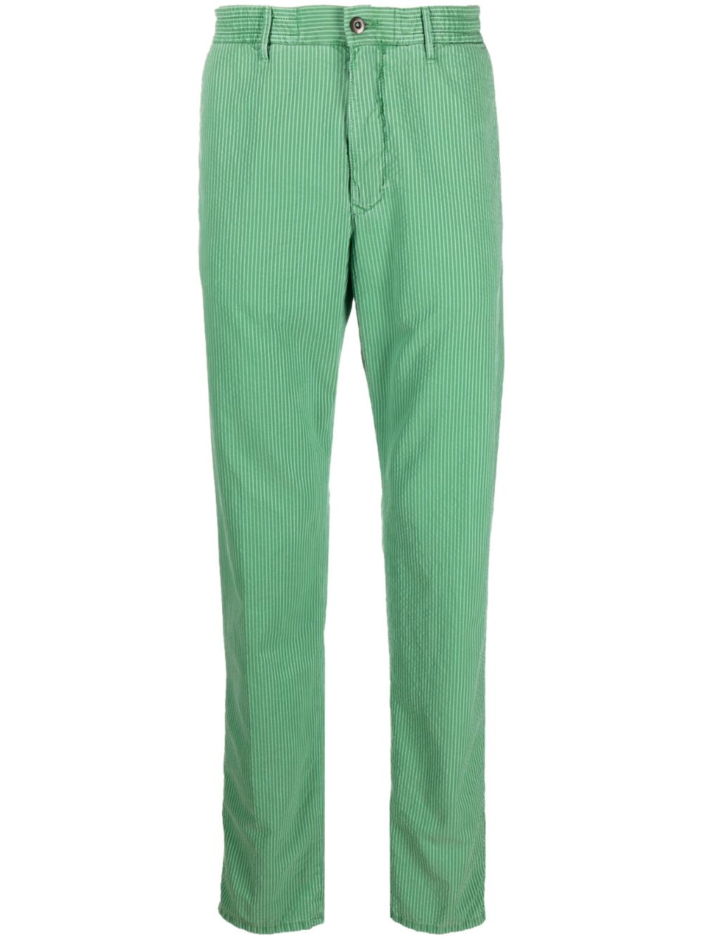 Cotton-lyocell blend pinstriped trousers - Green