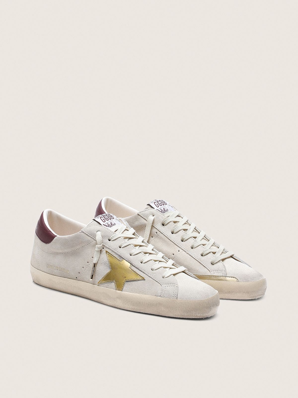 Golden Goose - Men's Super-star Cny In Ivory Suede With Metallic Leather Star And Leather Heel Tab, Man