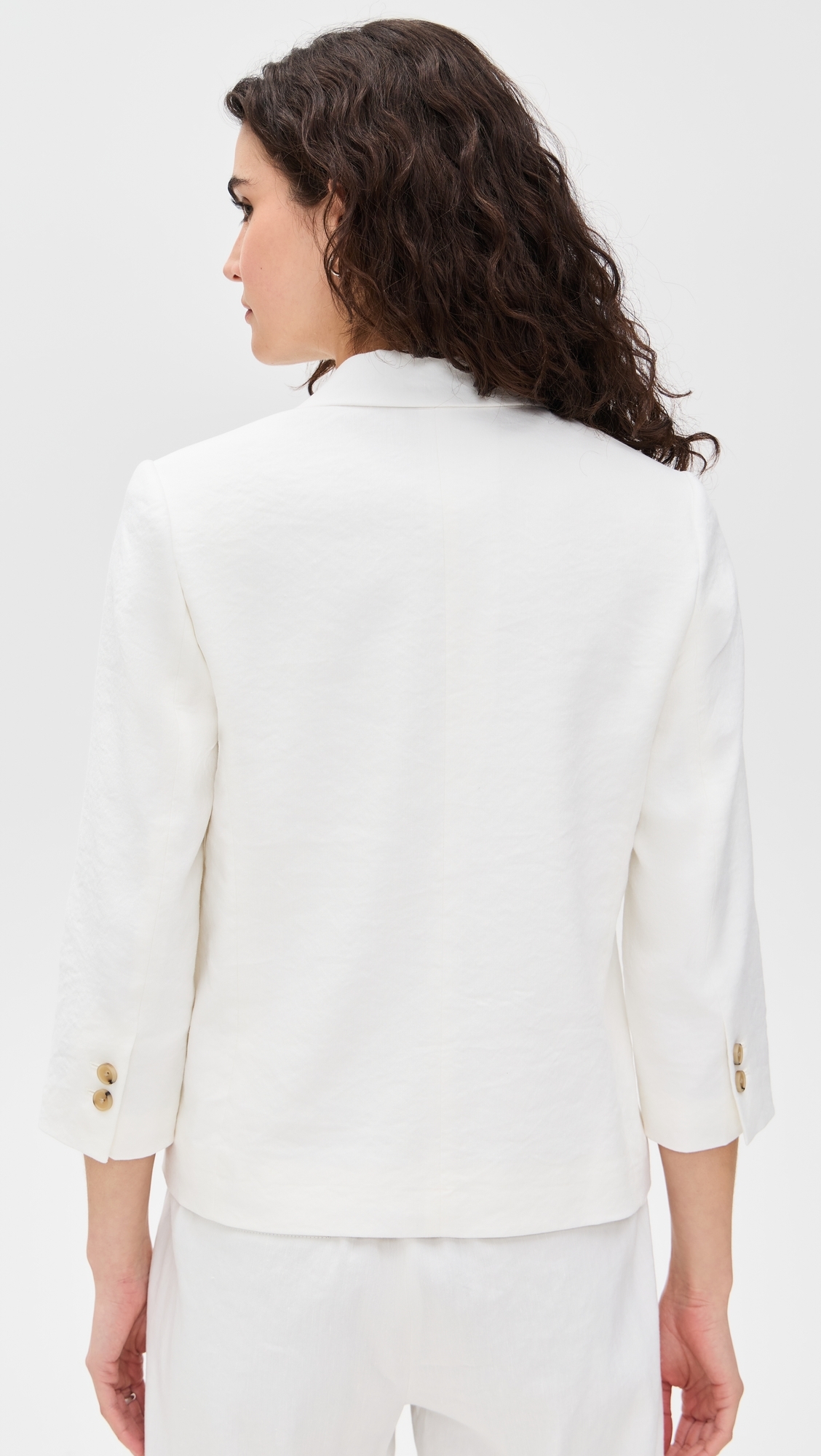 Vince Linen Shrunken Blazer Off White