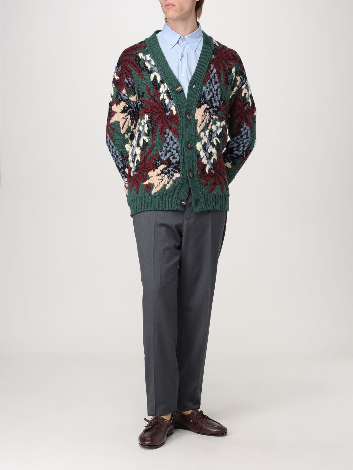 V-neck jacquard cardigan - Green