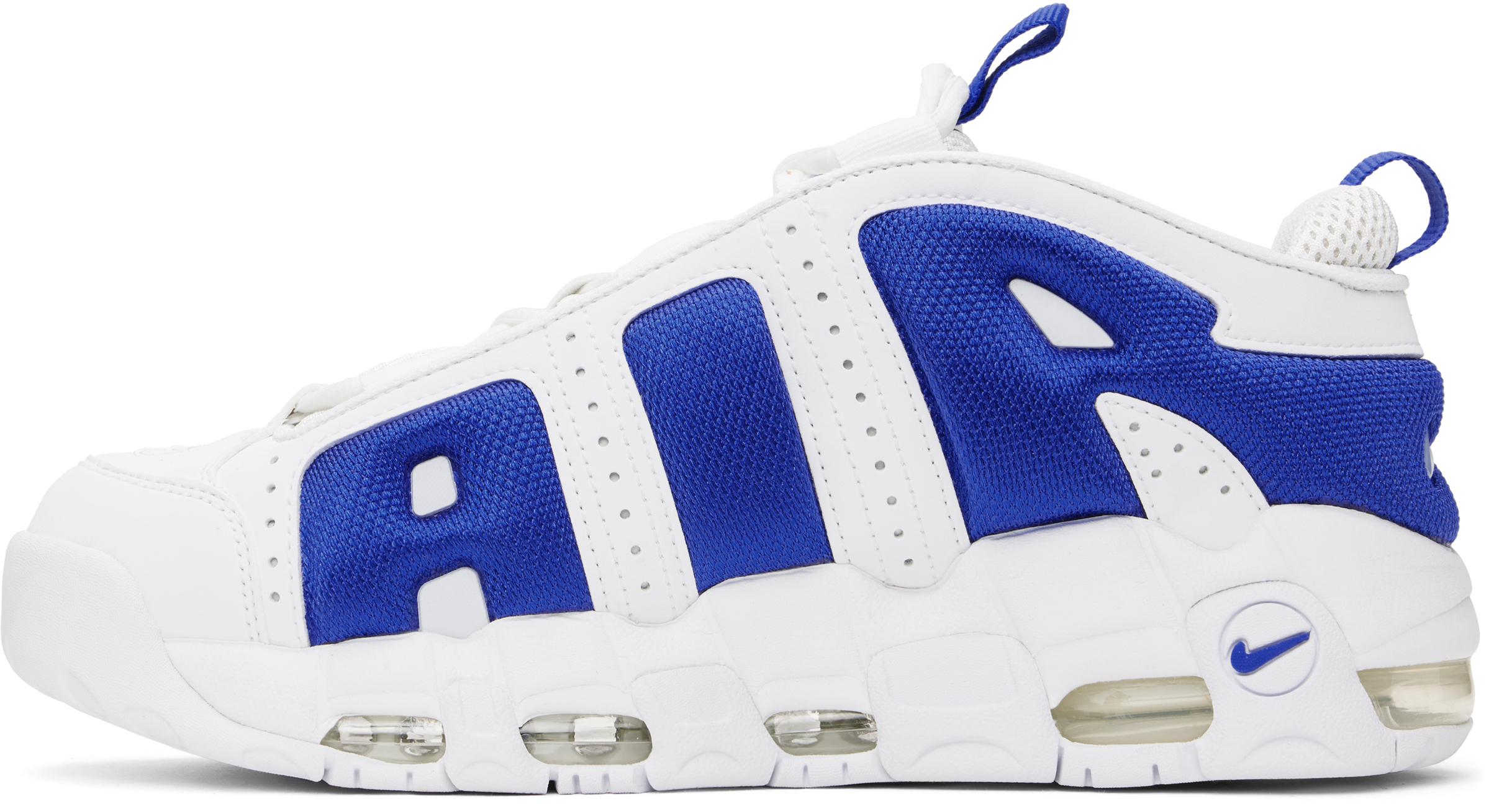 White & Blue Air More Uptempo Low Sneakers