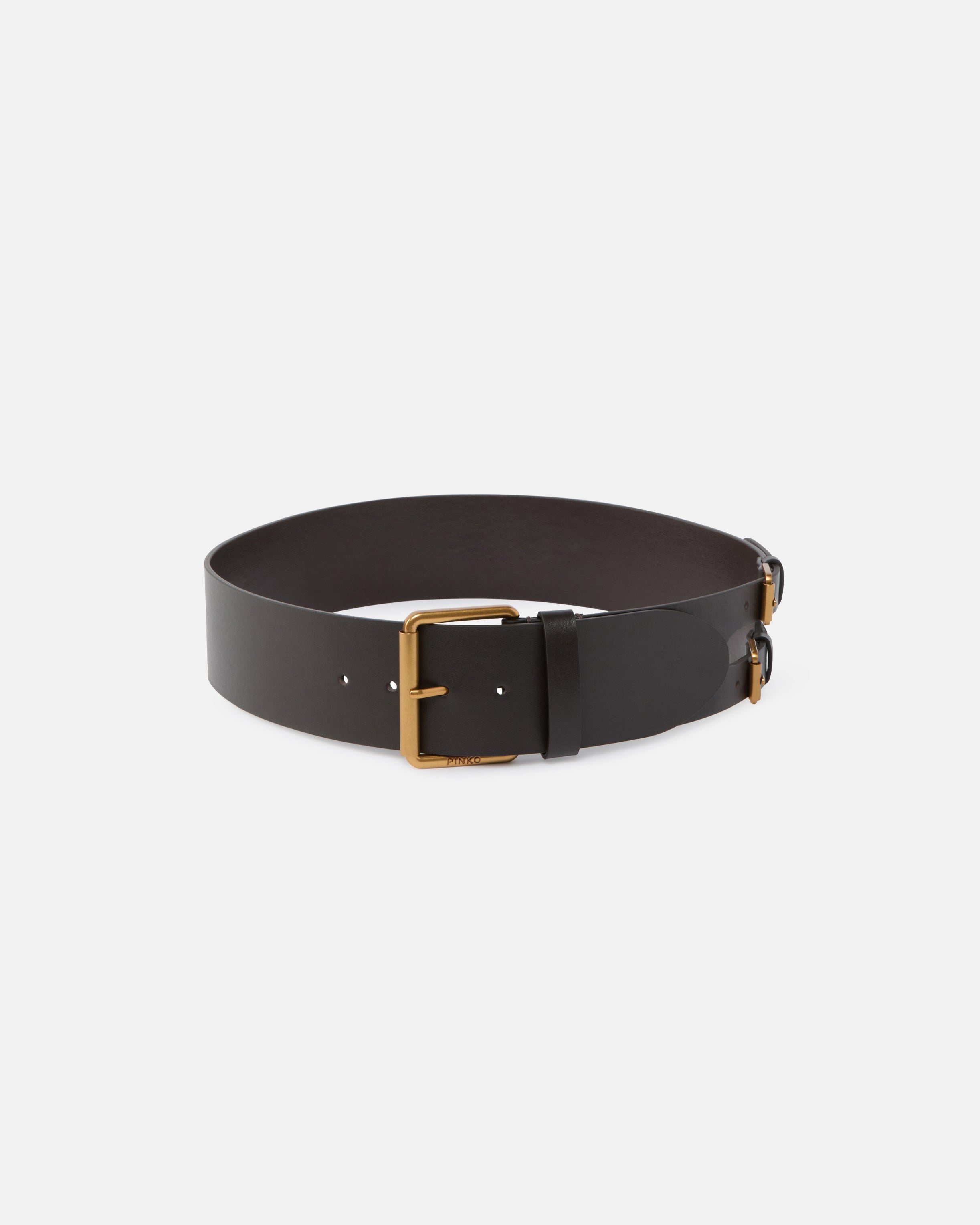 Smooth leather belt with straps, 6 cm - L