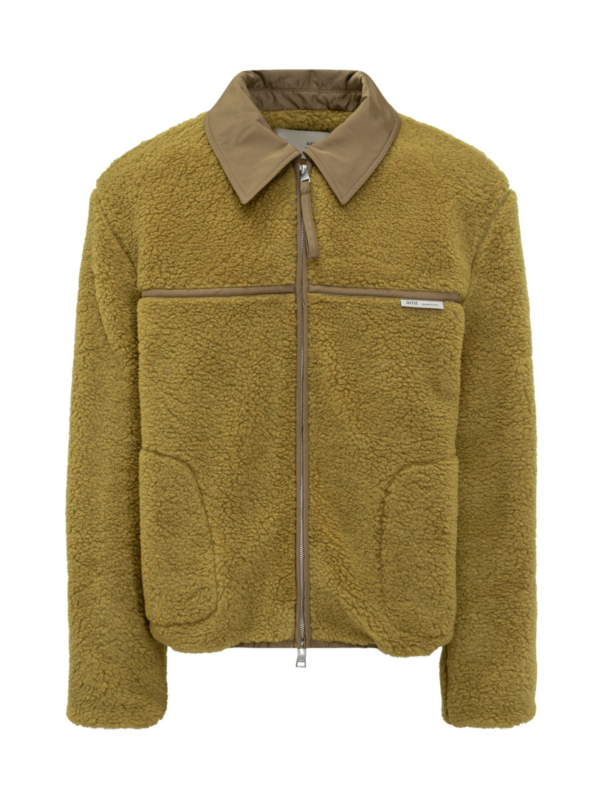Green Textured Shirt Collar Jacket