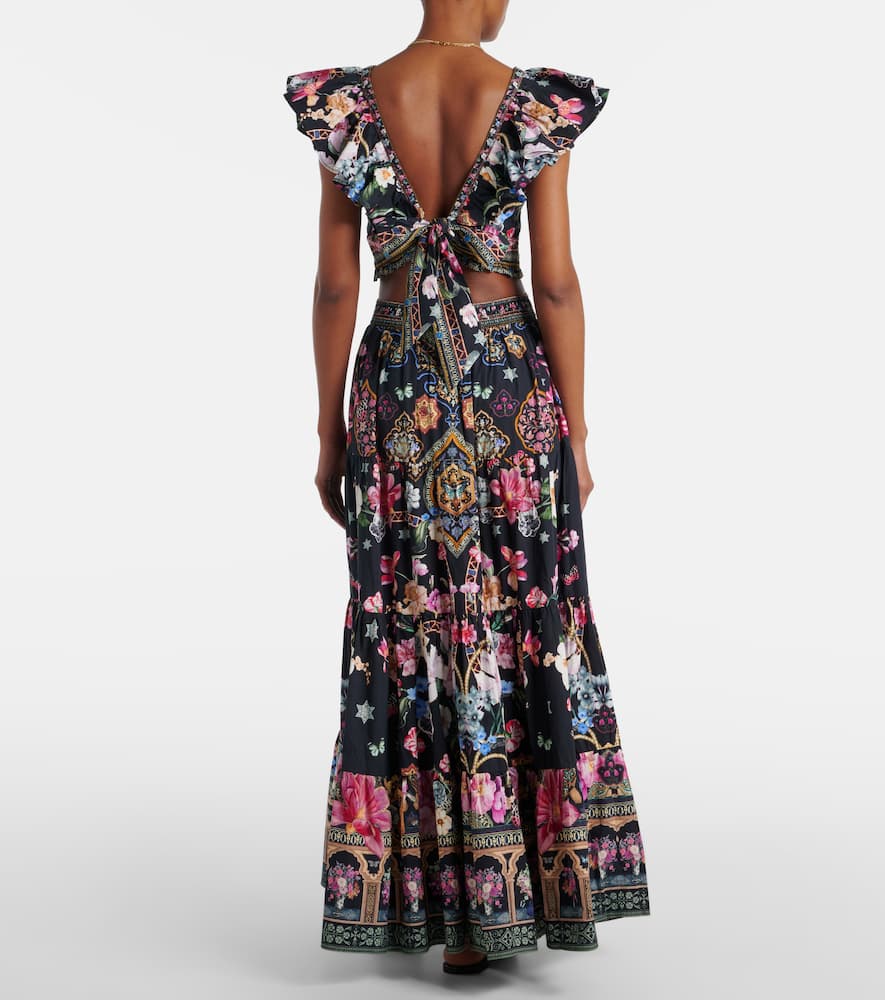 Crystal-embellished poplin maxi skirt