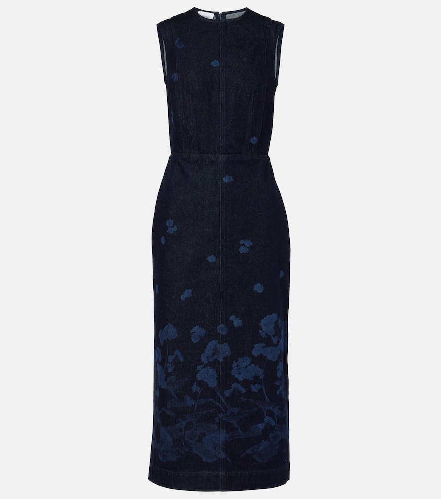 Floral denim midi dress