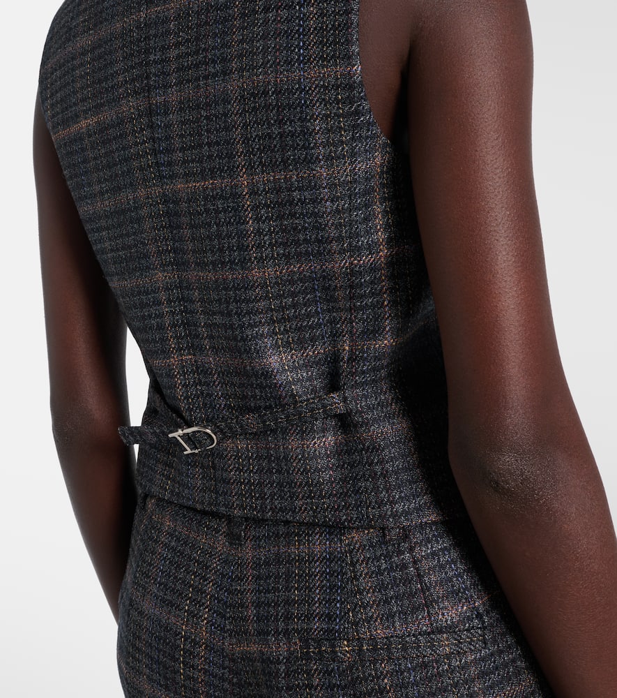 Coleridge checked wool and silk vest