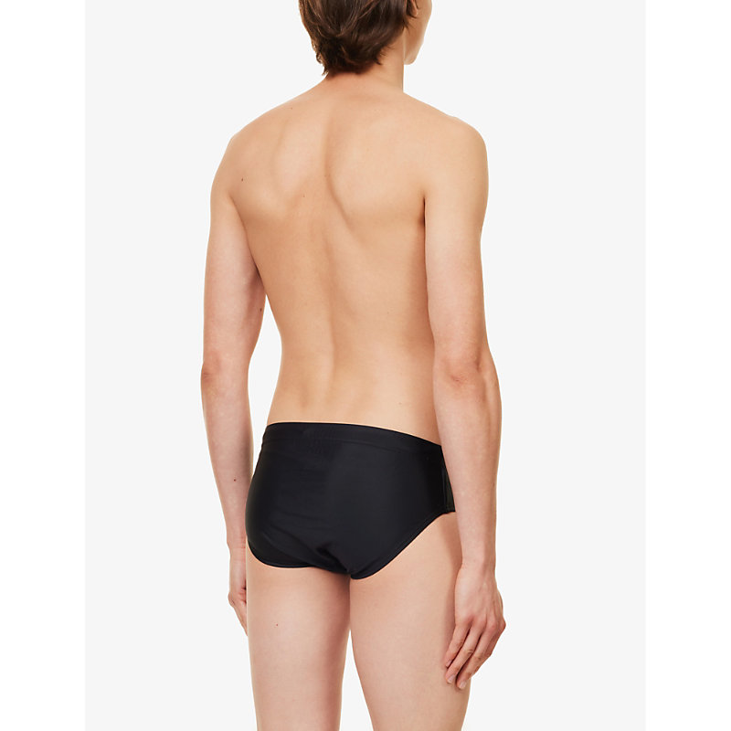 Mens Black Low-rise Stretch-recycled Nylon Swim Briefs