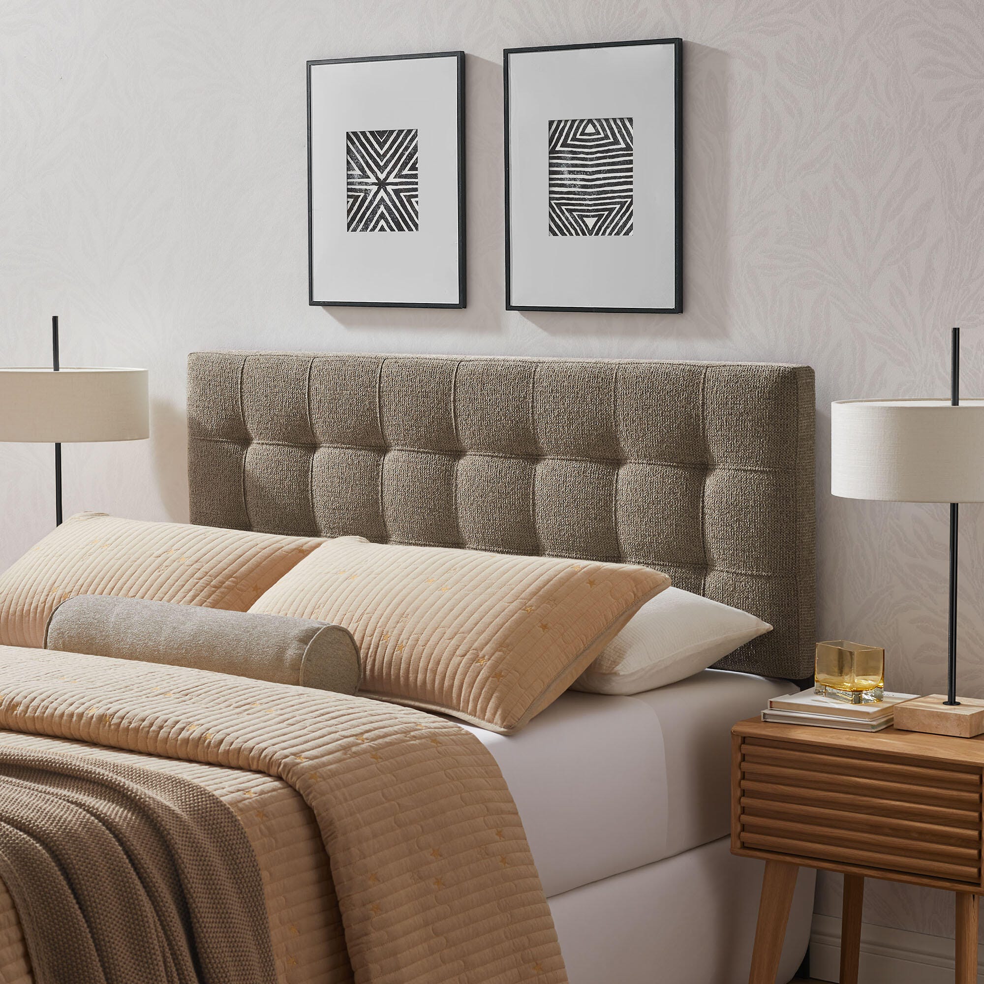 Modway Lily Solid Full Upholstered Headboard, Taupe