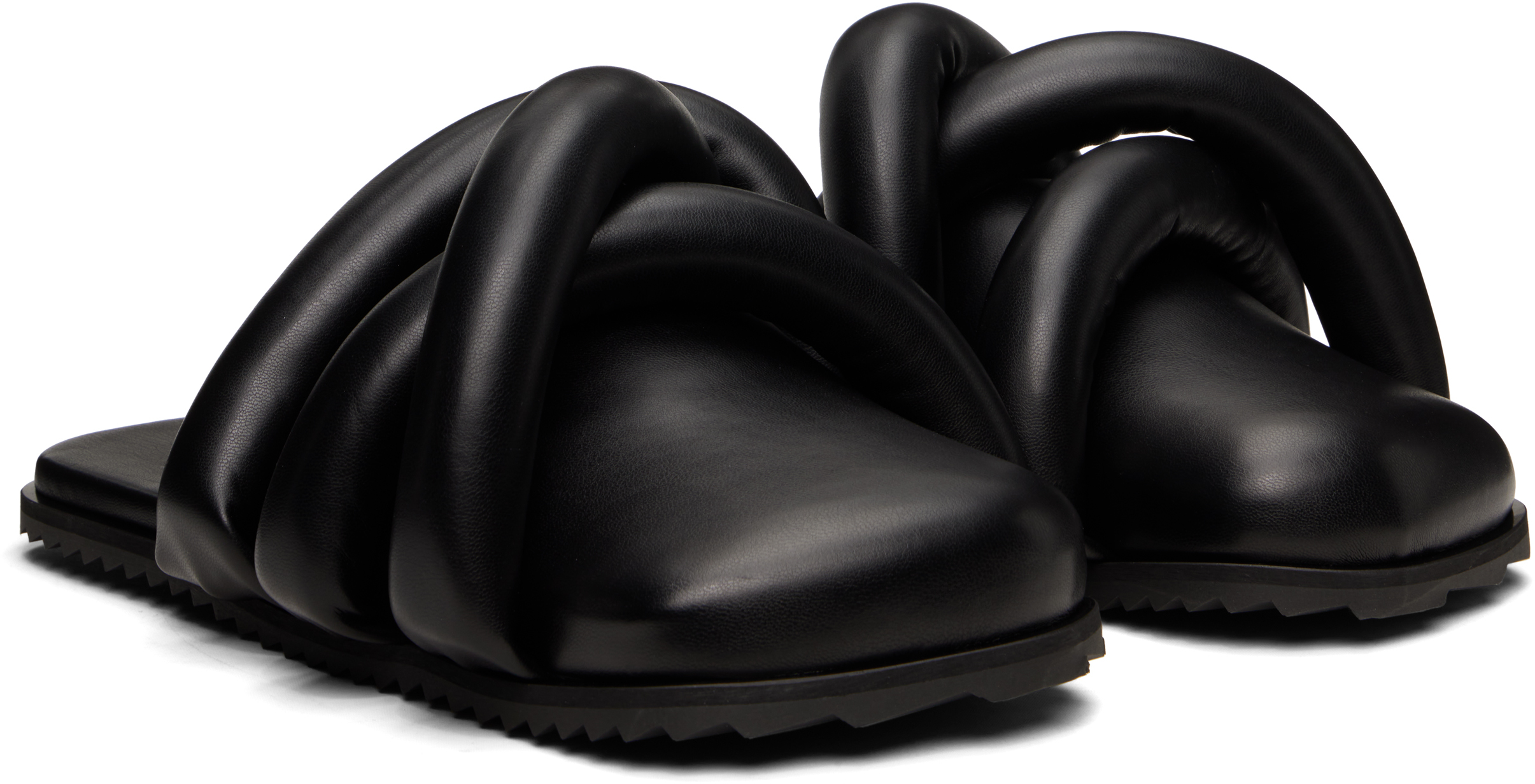 Black Closed Toe Tyre Slide Loafers
