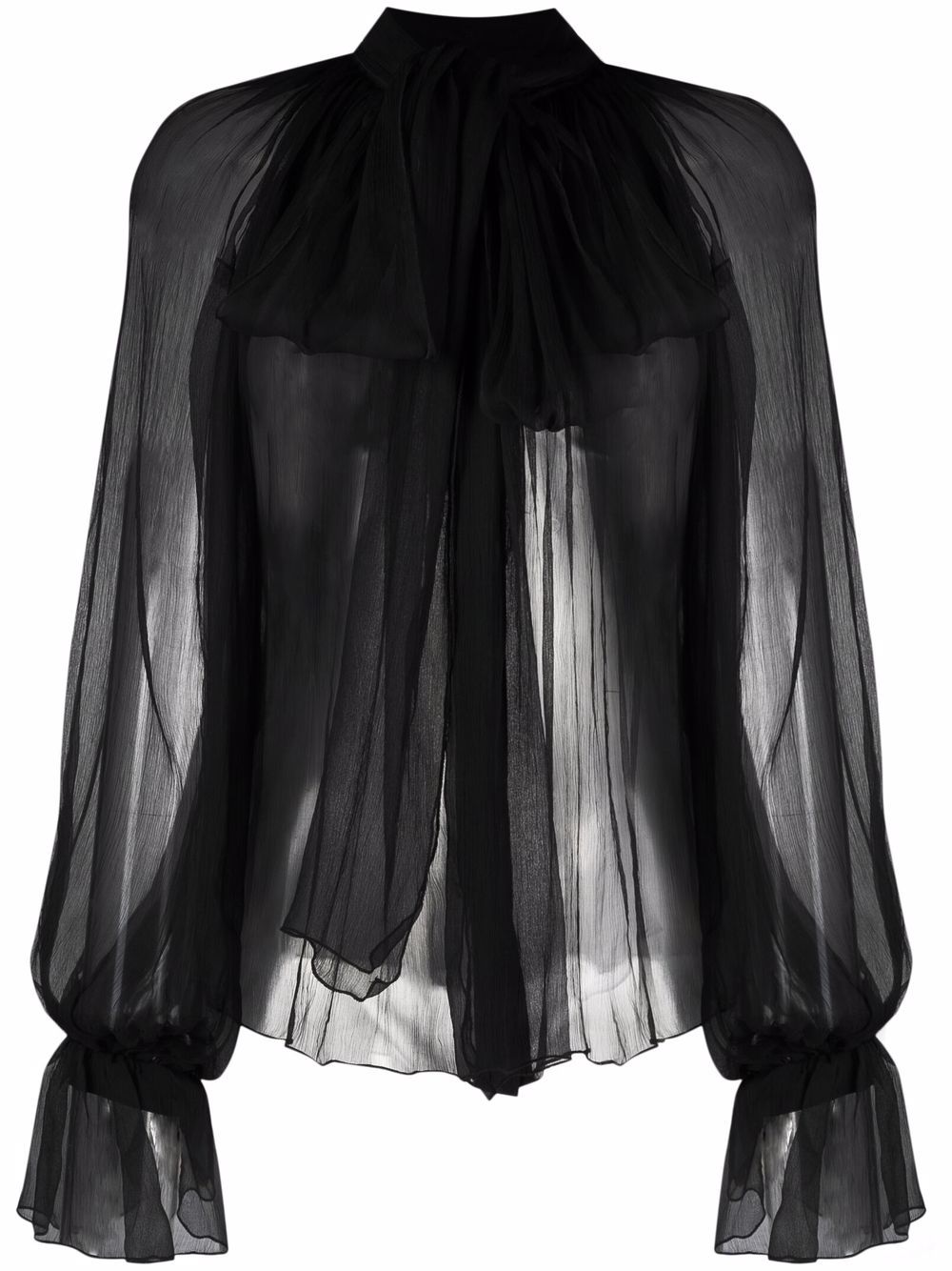 Bow-detail silk blouse - Black