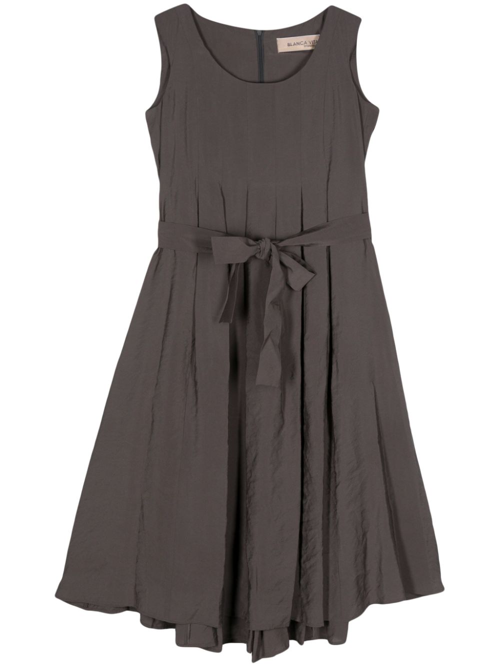 Sleeveless pleated midi dress - Grey