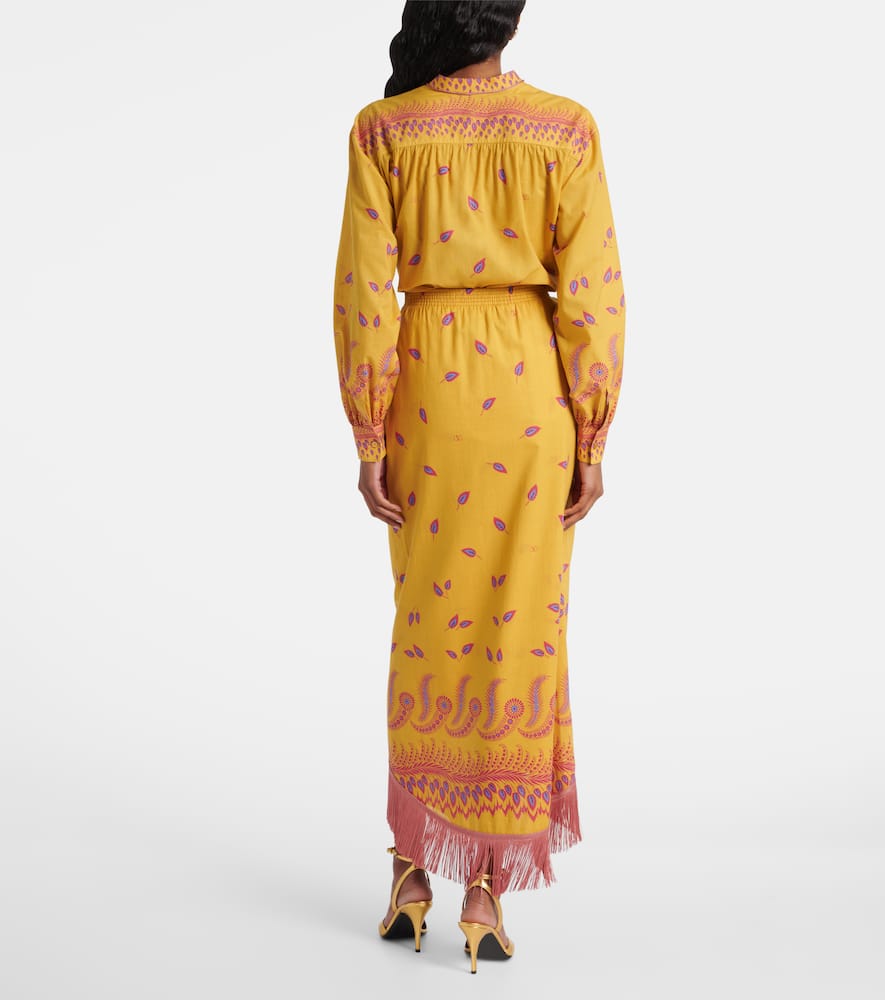 Printed cotton midi skirt