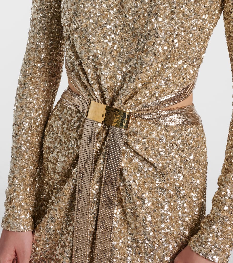 Sequined gathered gown