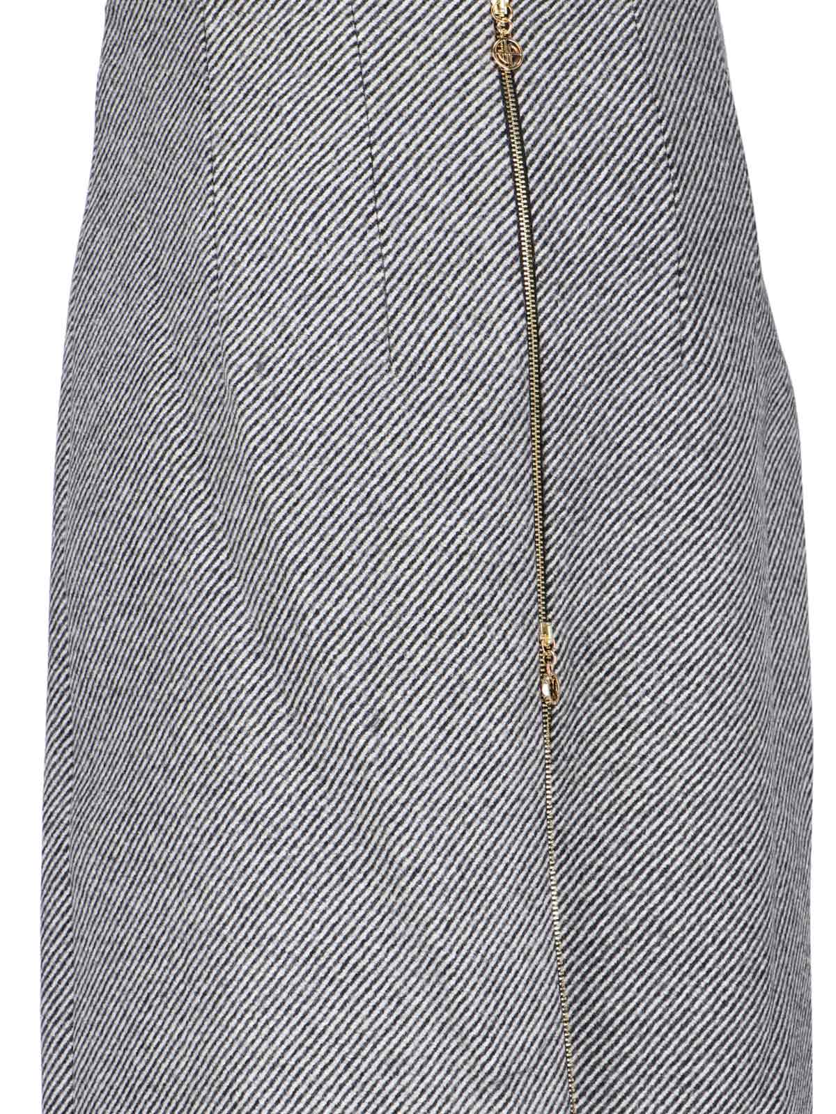 Stripe-pattern virgin wool midi skirt - Black