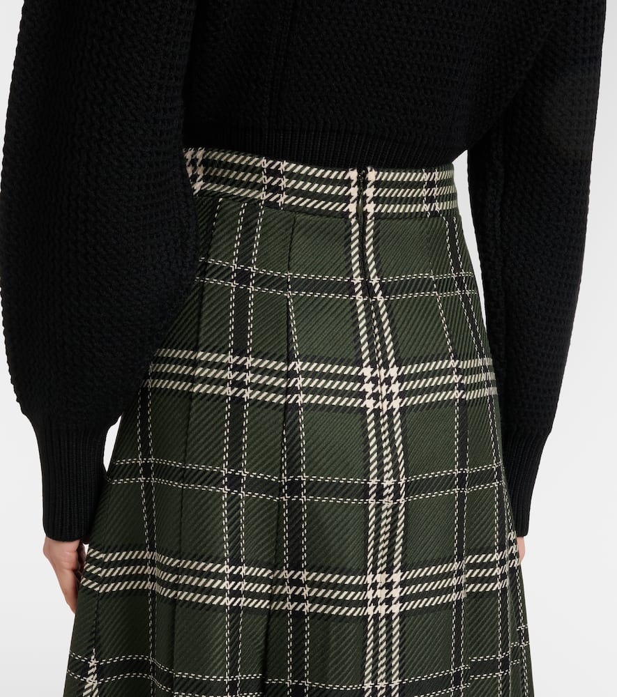 Kensie checked wool-blend midi skirt