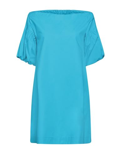 Soallure Woman Mini dress Azure Size 8 Cotton, Polyamide, Elastane