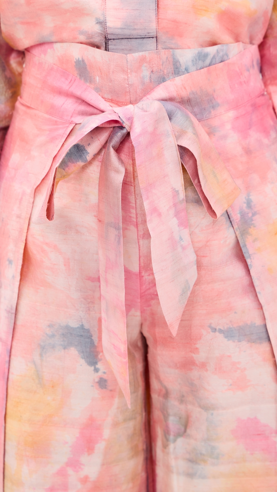 Two Panel Wrap Silk Pants Tropical Storm Hand Dye