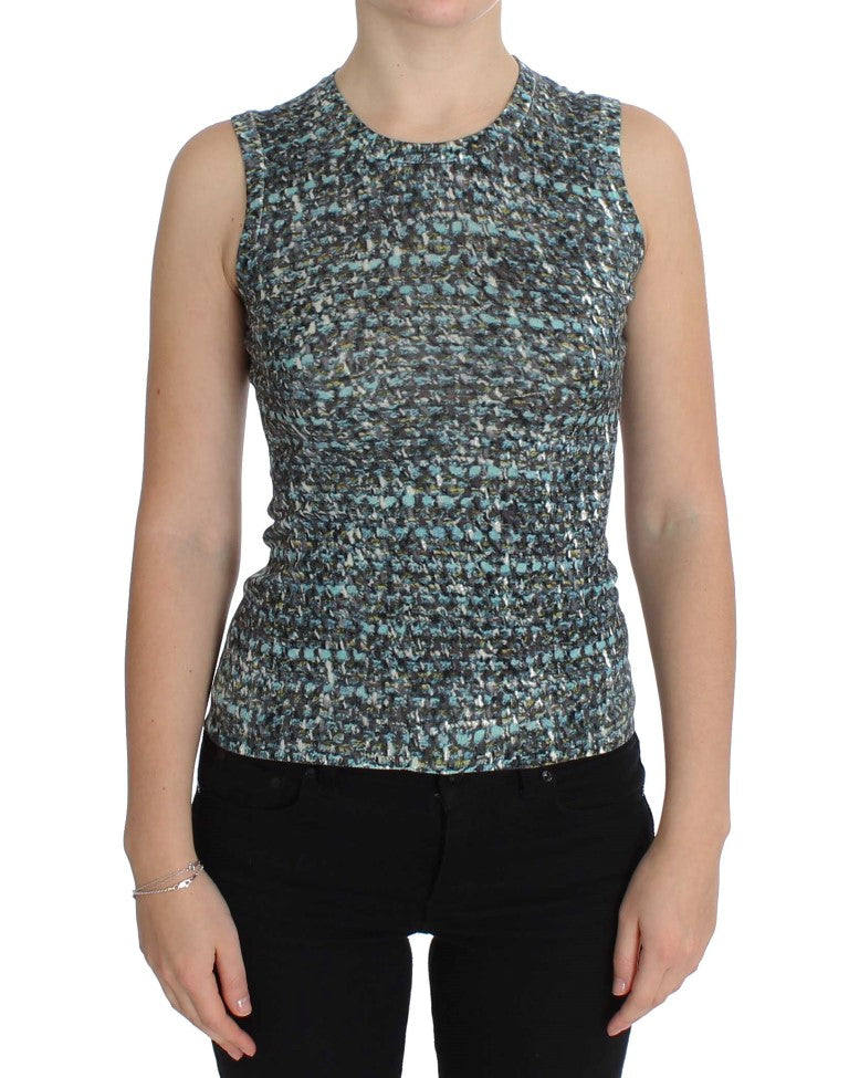 Wool Knit Tank Top — Blue