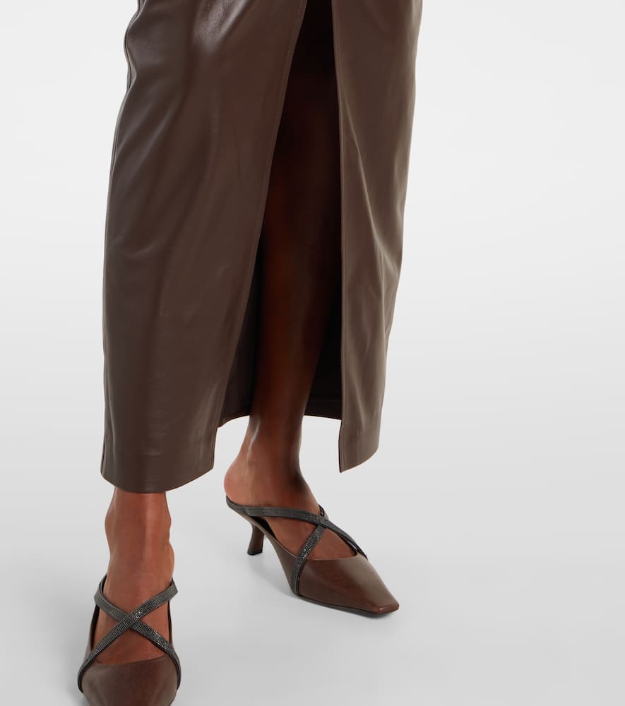 Leather maxi skirt