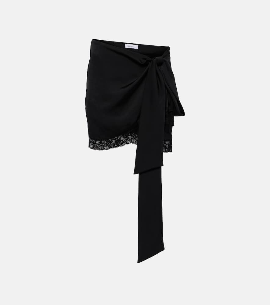 Lace-trimmed draped miniskirt