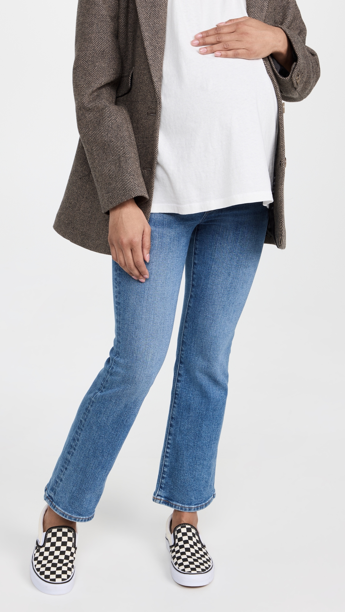 Maternity Over-the-Belly Kick Out Crop Jeans in Cherryville Wash Medium Indigo