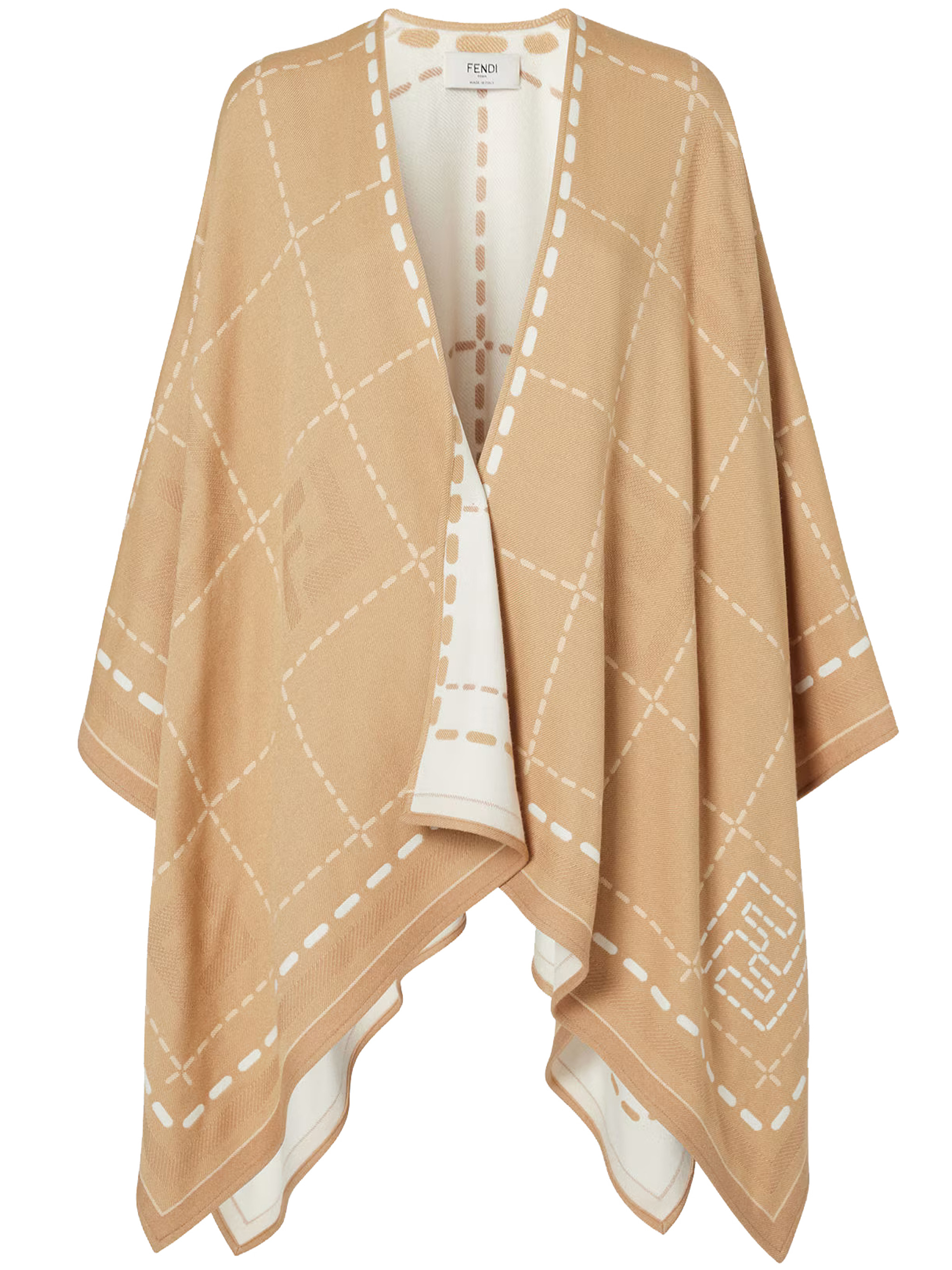 Poncho Macro Check Se Brown Sciarpa - Women