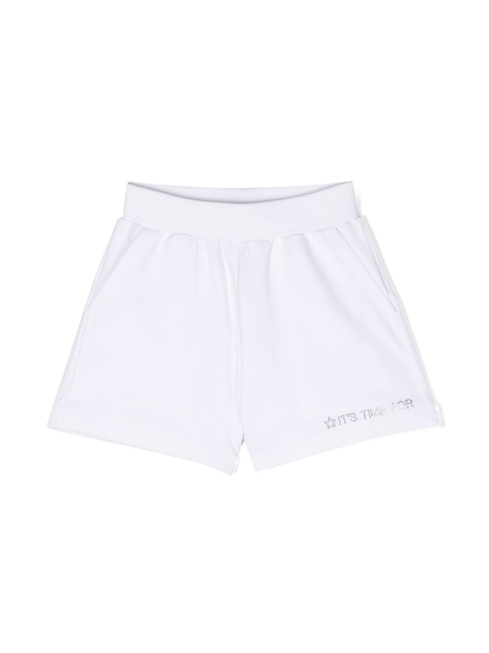 Rhinestone-embellished jersey-texture shorts - Blue