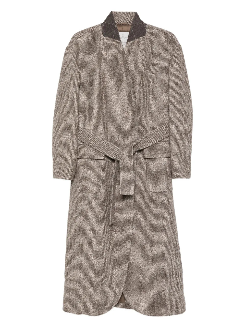Belted Tweed Coat — Beige