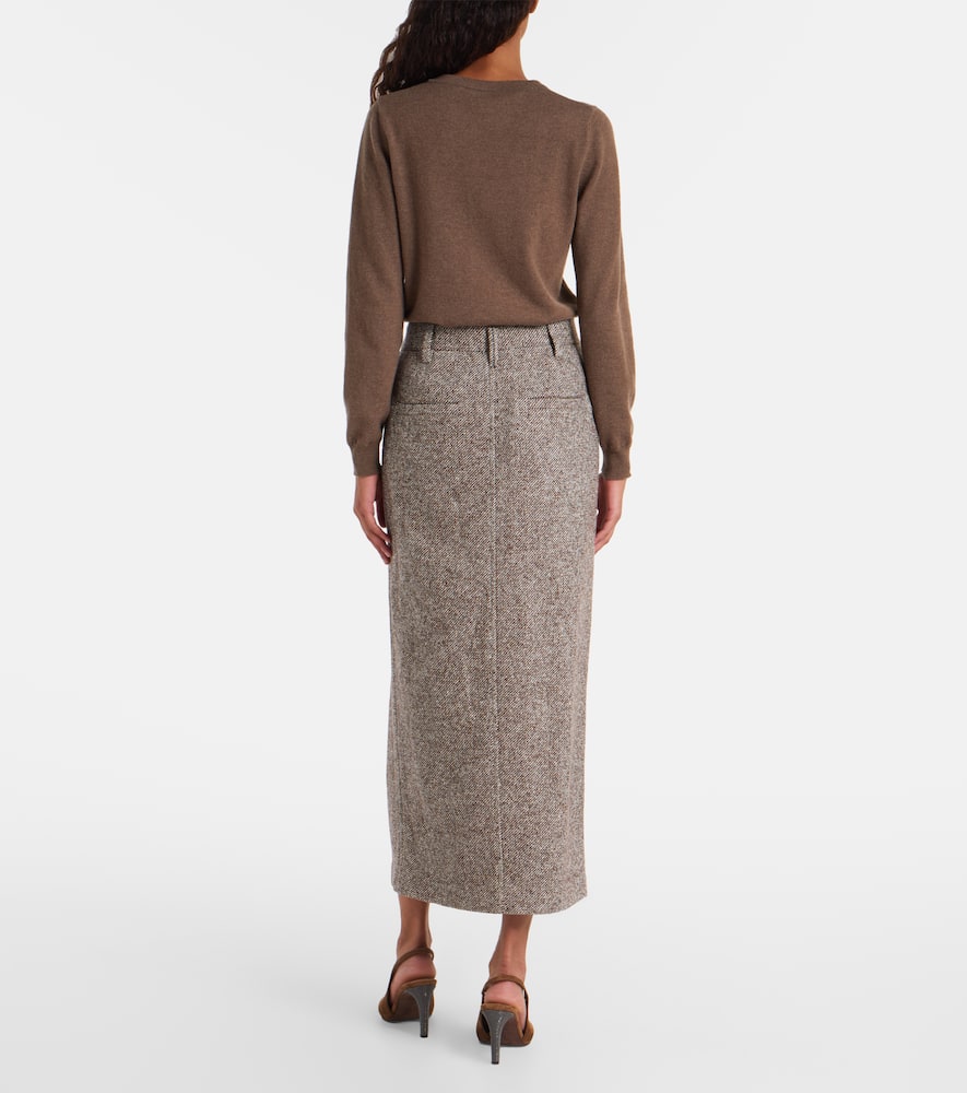 Wool and silk-blend midi skirt