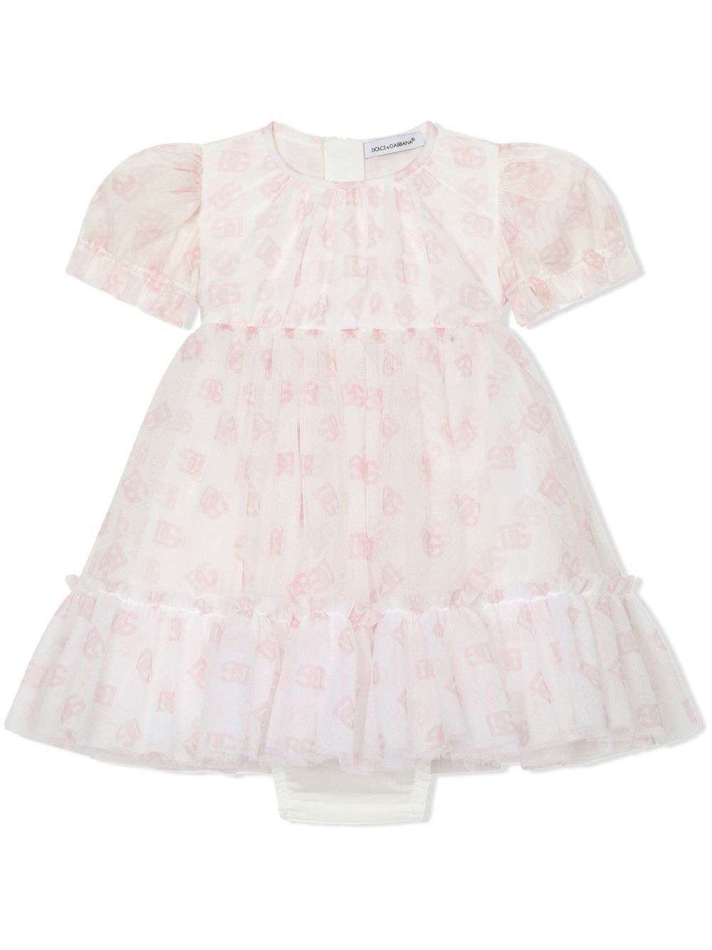 DG-logo tulle dress - White