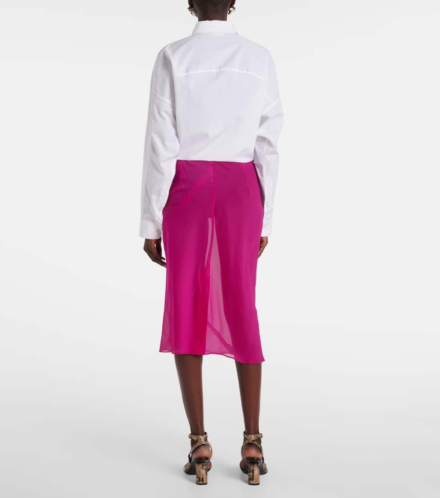 Silk-blend satin midi skirt