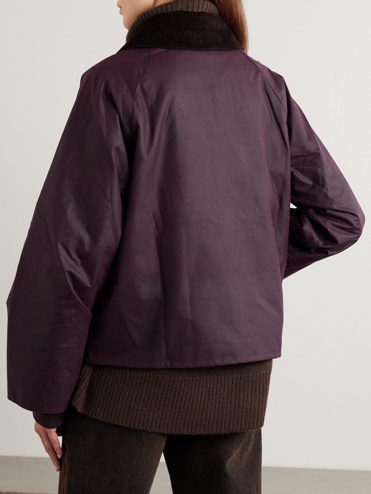 Arlene Corduroy-trimmed Waxed-cotton Jacket - Burgundy