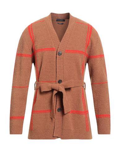 Man Cardigan Camel Size L Merino Wool, Polyamide, Cashmere, Elastane