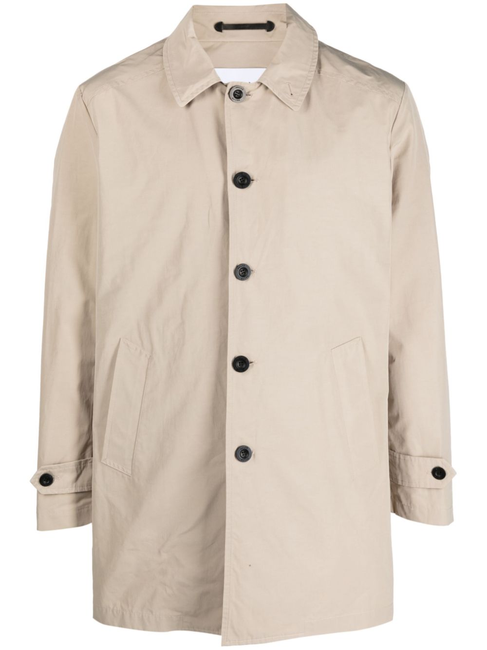 Point-collar single-breasted coat - Neutrals