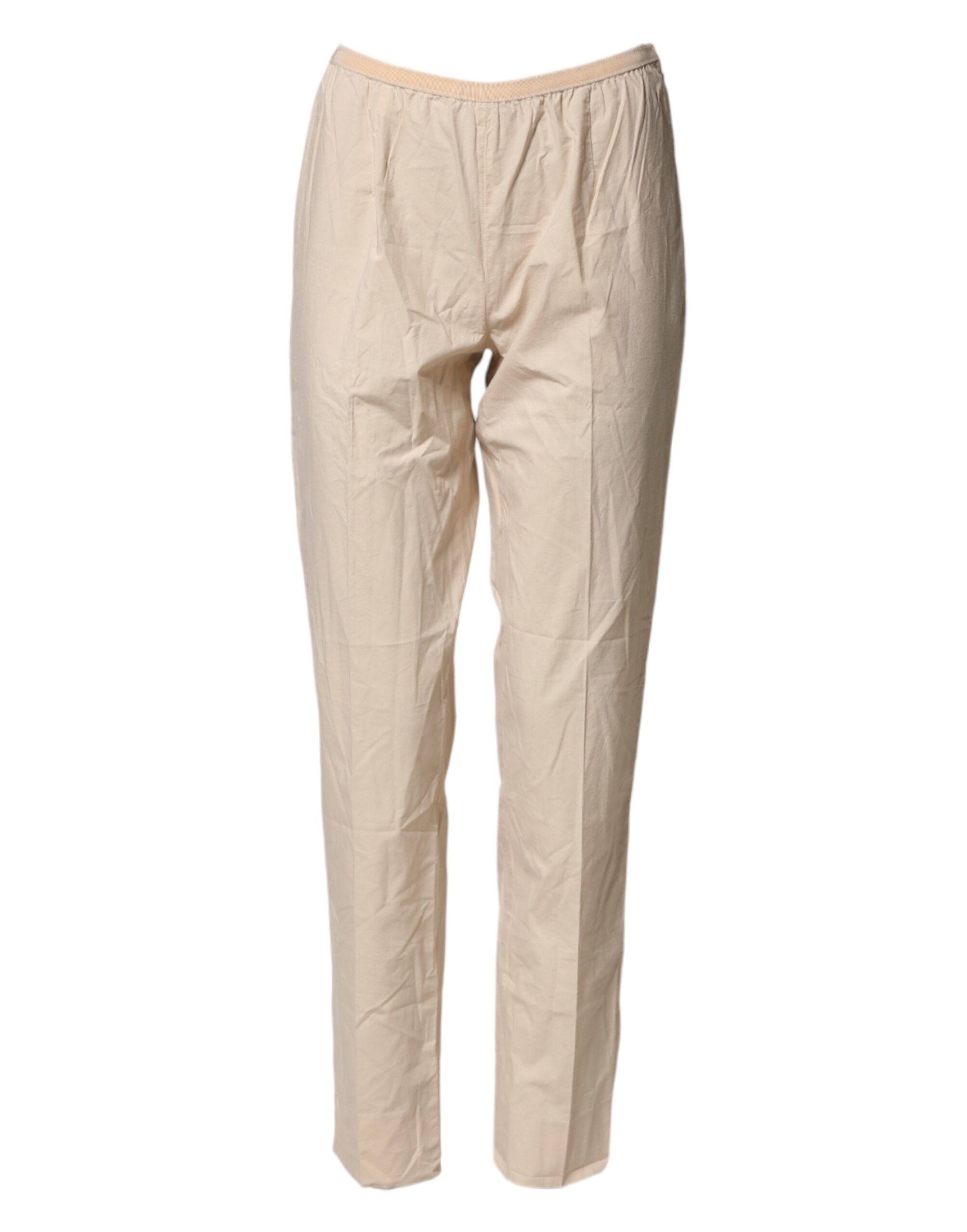 Beige Cotton High Waist Straight Chino Trouser Women's Pants Pre-Owned